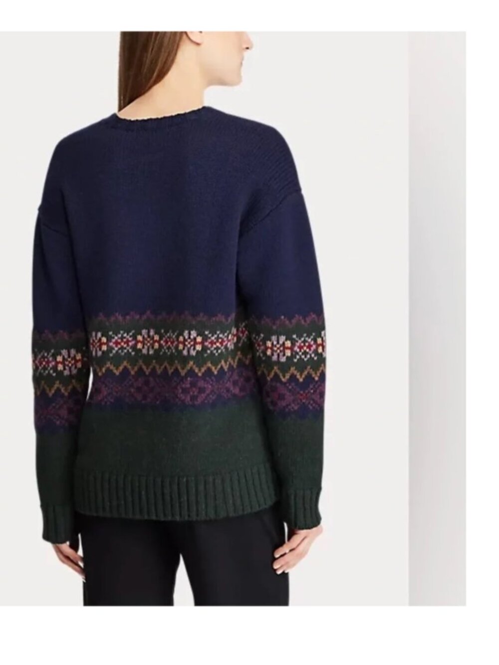 Polo Ralph Lauren Equestrian Horseshoe Fair Isle Wool Alpaca Knit Sweater Sz L - Picture 3 of 7